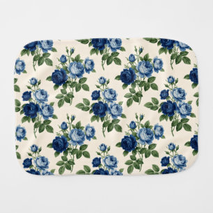 Blue Rose Floral Pattern Baby Burp Cloth
