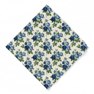 Blue Rose Floral Pattern Bandana