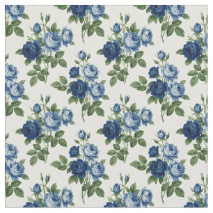 Blue Rose Floral Pattern Fabric