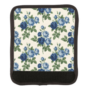 Blue Rose Floral Pattern Luggage Handle Wrap