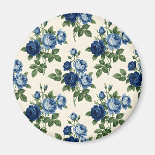 Blue Rose Floral Pattern Magnet