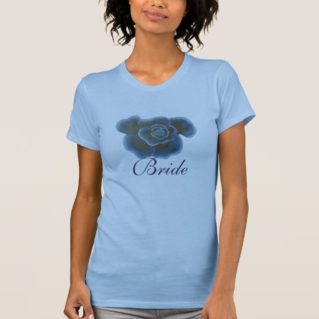 Blue rose flower Bride t shirts (Front)