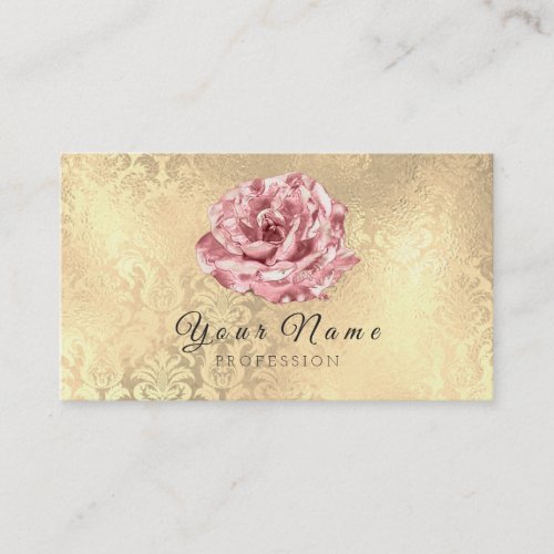 Blue Rose Flower Damask Blogger Stylist Gold Event Business Card