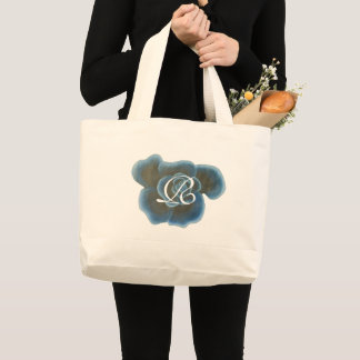 Blue Rose Flower, Monogram Tote Bags, Template