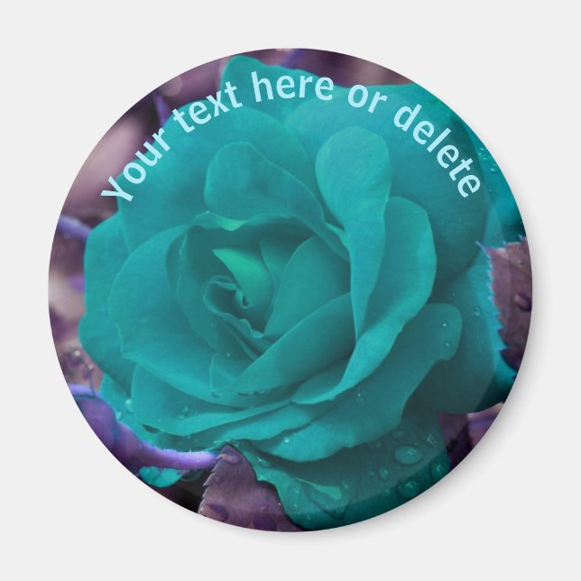 Blue Rose Flower Personalized Magnet (Front)
