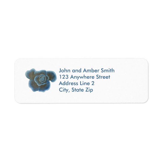 Blue Rose Flower Return Address Labels (Front)