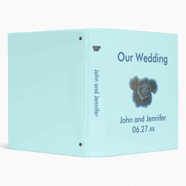 Blue Rose Flower Wedding Binders Template (Background)