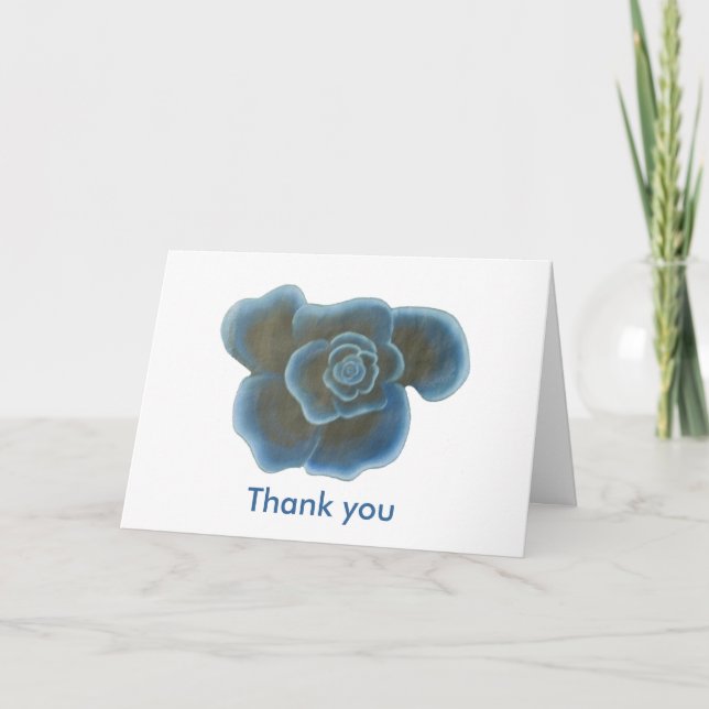 Blue Rose Flower, Wedding Thank you cards (Front)