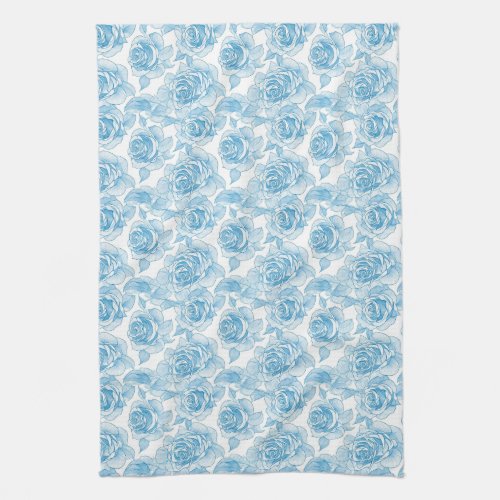 Blue rose flowers kitchen towel