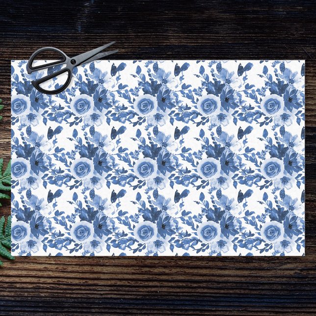 Blue Rose Flowers Pattern Decoupage Tissue Paper (Creator Uploaded)