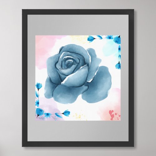 blue rose framed art