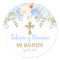 Blue Rose Garden God Bless Baptism Favor Stickers