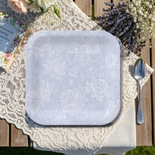 Blue Rose Garden Party Paper Plates