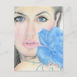 Blue Rose Girl Illumination Postcard
