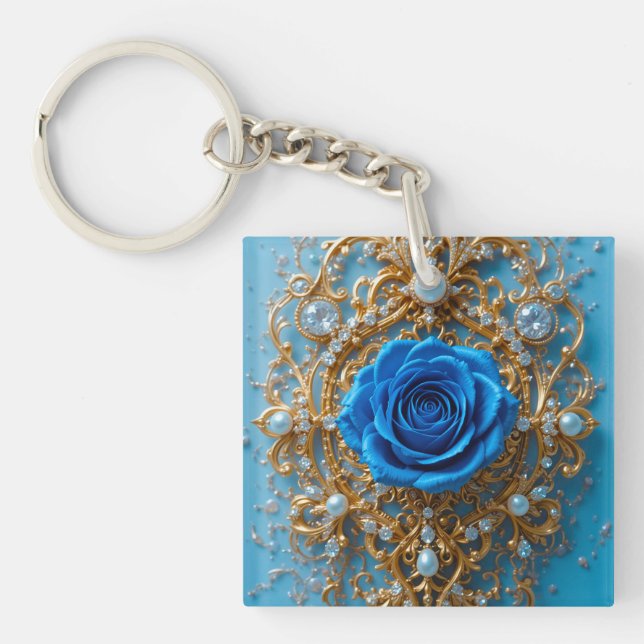 💙 Blue Rose Gold Charm For Accessory Lovers 💙 Keychain (Front)