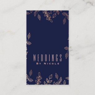 Blue & Rose Gold Glam Botanical Elegant Chic Business Card