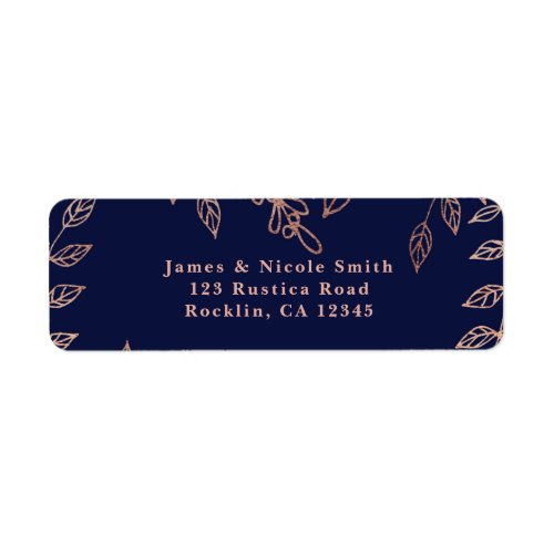 Blue  Rose Gold Glam Botanical Elegant Wedding Label