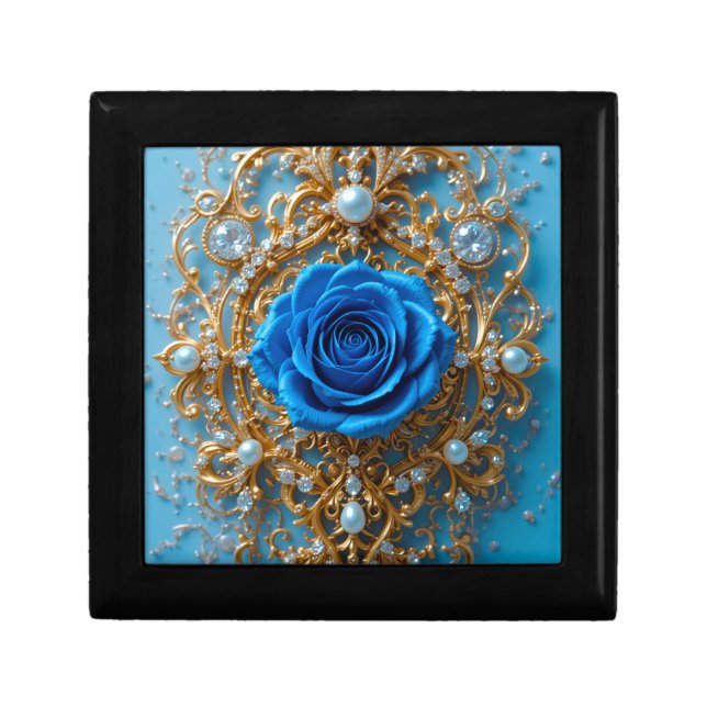 💙 Blue Rose Gold Ornament For Gift Packaging 💙 Box (Front)
