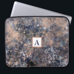 Blue & Rose Gold Paint Splatter Abstract Glamor Laptop Sleeve<br><div class="desc">Custom design</div>