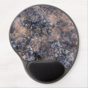 Blue & Rose Gold Paint Splatter Abstract Glamour Gel Mouse Pad