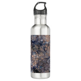 Blue & Rose Gold Paint Splatter Abstract Glamour Stainless Steel Water Bottle