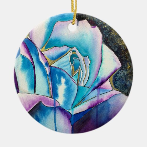 Blue Rose gothic original art Ceramic Ornament