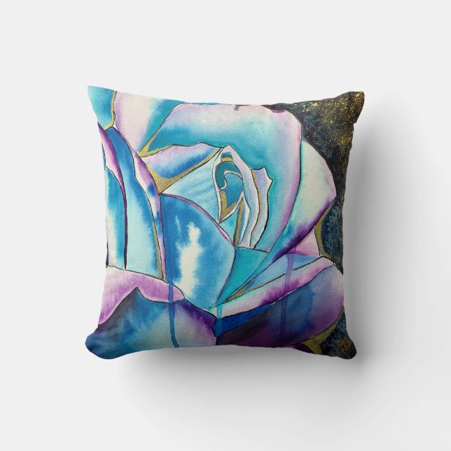 Blue Rose gothic original art Throw Pillow (Front)