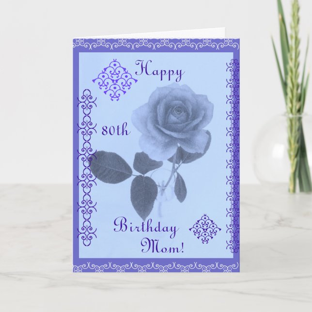 Blue rose: Happy Birthday Mom! Card (Front)