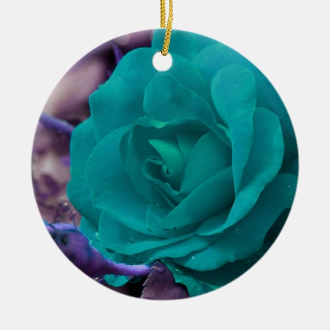 Blue Rose In Bloom Flower Ornament (Front)