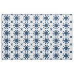 Blue Rose Kaleidoscope Pattern on White Fabric
