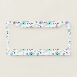 Blue rose license plate frame