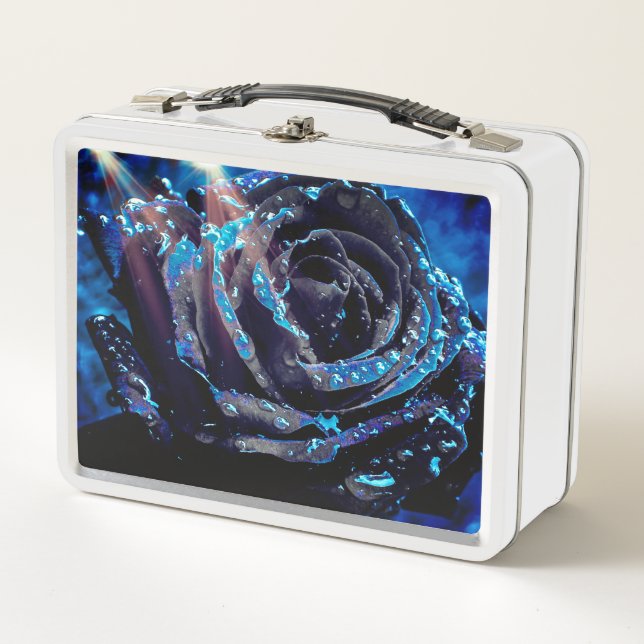 Blue Rose Metal Lunch Box (Front)