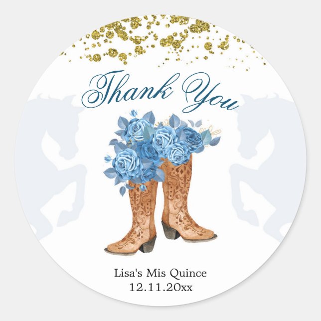 Blue Rose Mexican Mis Quince Sticker (Front)