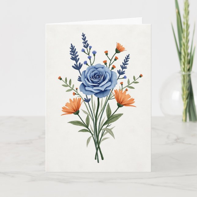 Blue Rose Mothers Day Floral Card (Front)