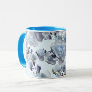 Blue Rose Mug, Blue Mug, Blue Cup, Rose Cup