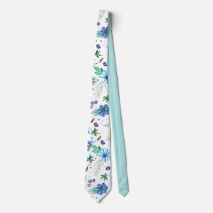 Blue rose neck tie