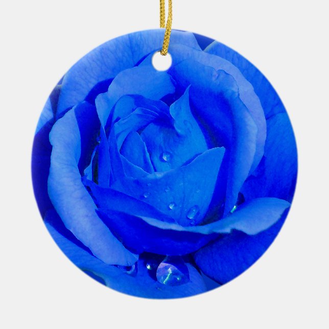 Blue Rose Ornament Personalized Rose Decorations (Front)