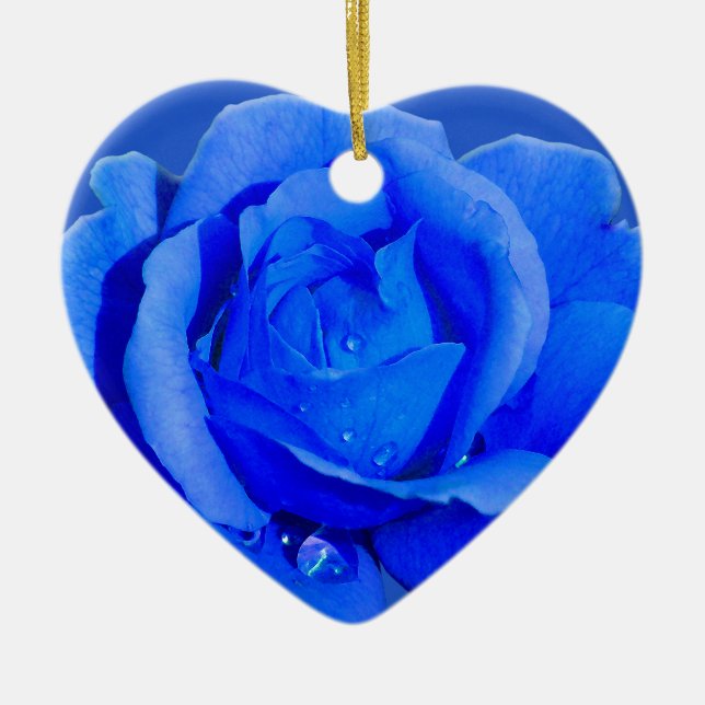 Blue Rose Ornament Personalized Rose Decorations (Front)