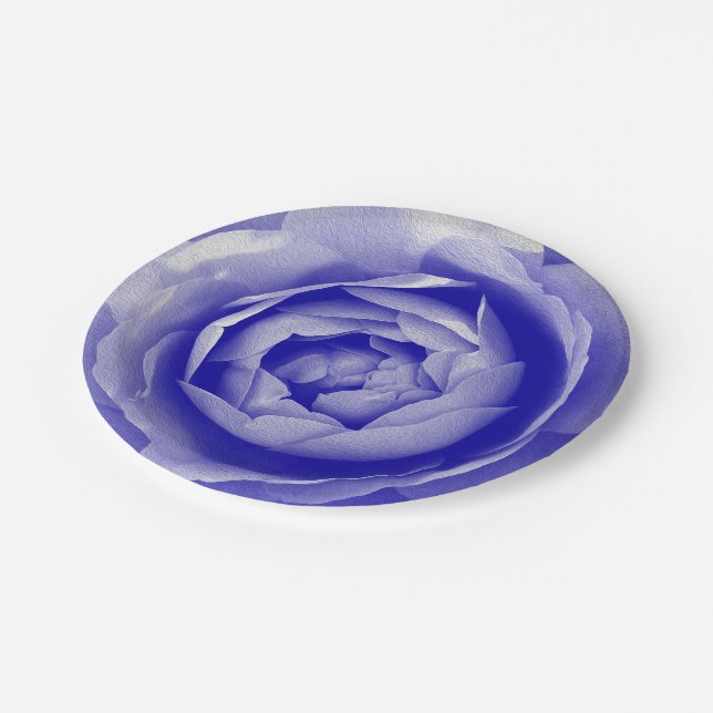 Blue rose paper plates (Angled)