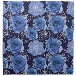 Blue rose pattern napkin