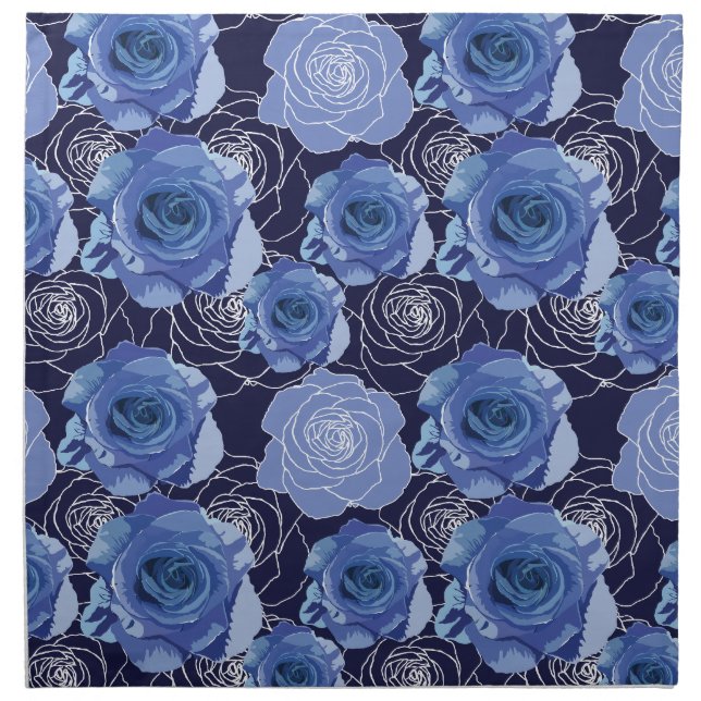 Blue rose pattern napkin (Front)
