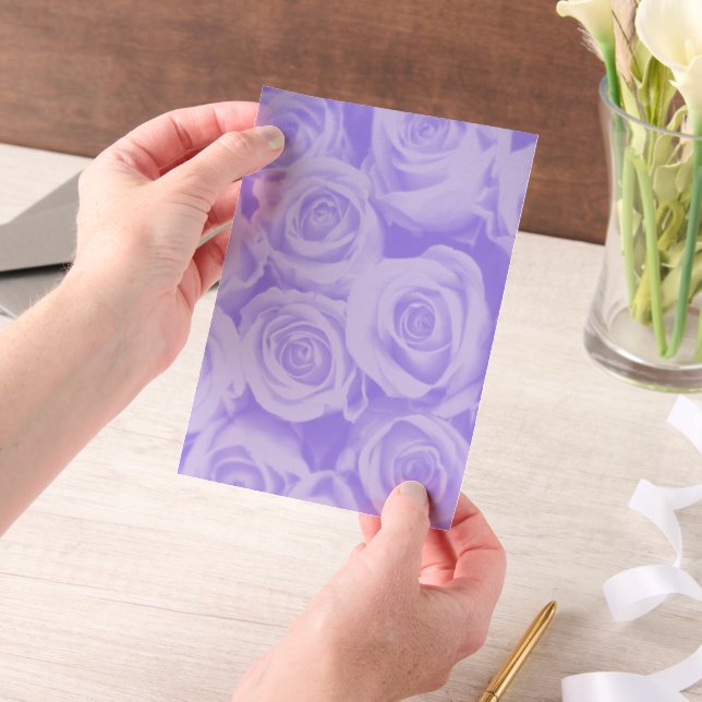 Blue Rose Pattern Vellum Paper Overlay for Wedding Invitations (Handheld)