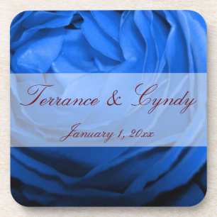 Blue Rose Personal Wedding Beverage Coaster