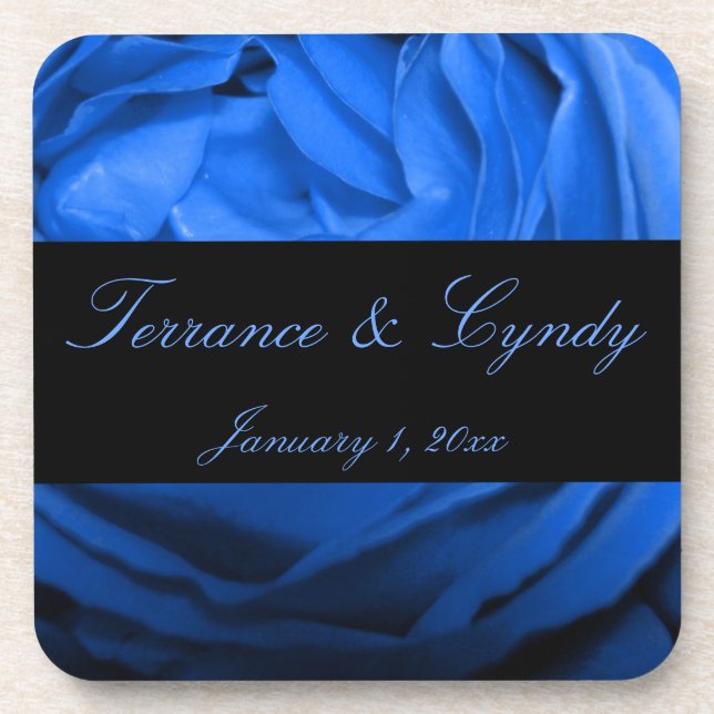 Blue Rose Personal Wedding Coaster (Front)