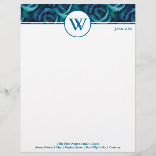 BLUE ROSE Personalized Business Letterhead