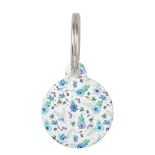 Blue rose pet ID tag