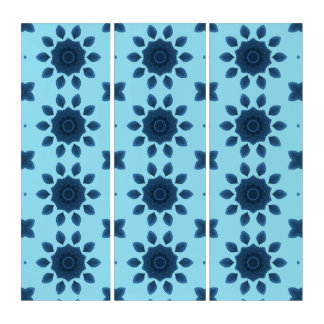 Blue Rose Petals Kaleidoscope Pattern,  light blue Triptych