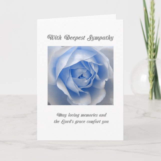 Blue Rose Religious Sympathy Card (Front)