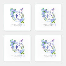 Blue Rose Ribbon 40th Birthday