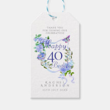 Blue Rose Ribbon 40th Birthday